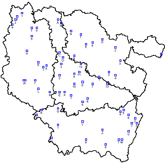 Répartition des zones de relevées pour la région Lorraine - Cliquez pour agrandir